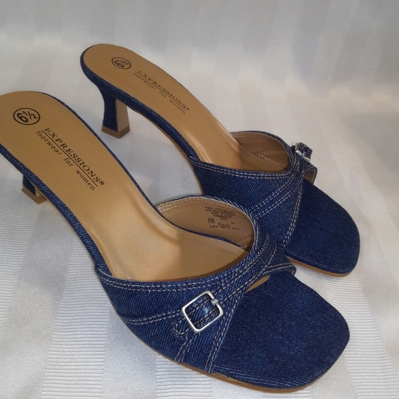 denim slide sandals
